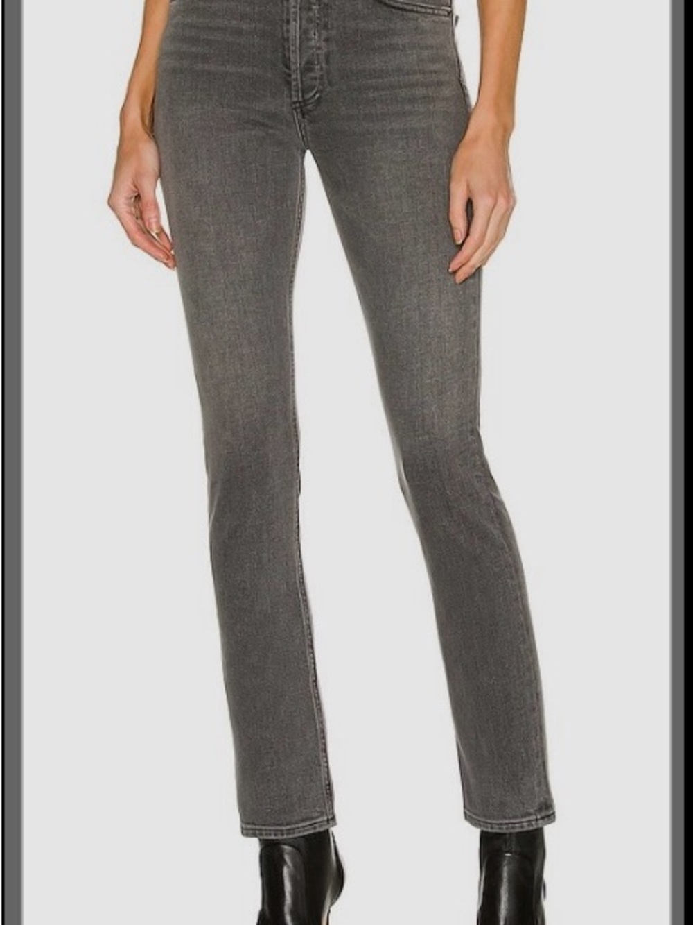 Agolde Women’s Riley High Rise Straight  Crop Jeans Button Fly Sector Marbled Si